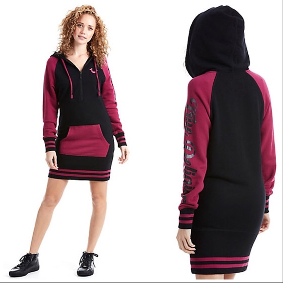 True Religion Half Zip Hoodie Dress 